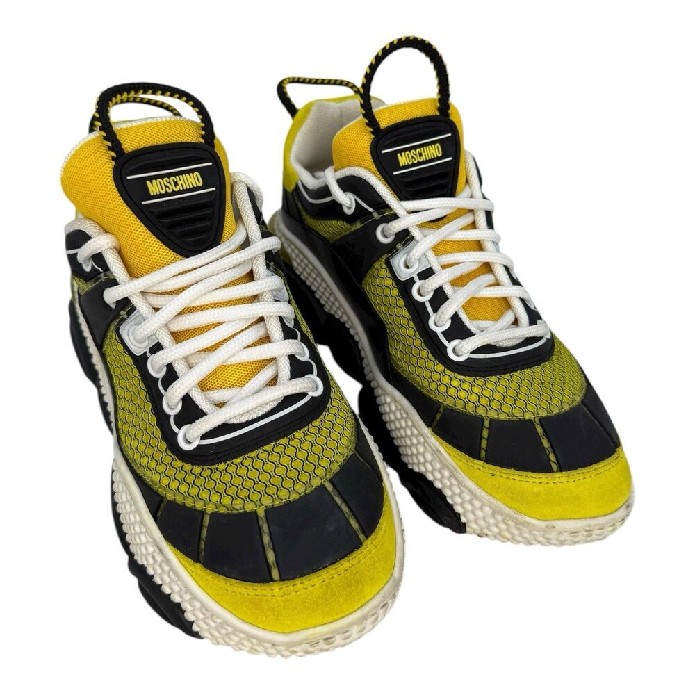 Moschino Bubble Teddy Women's Sneaker Yellow/Black/White Size 8 US 39 Eu